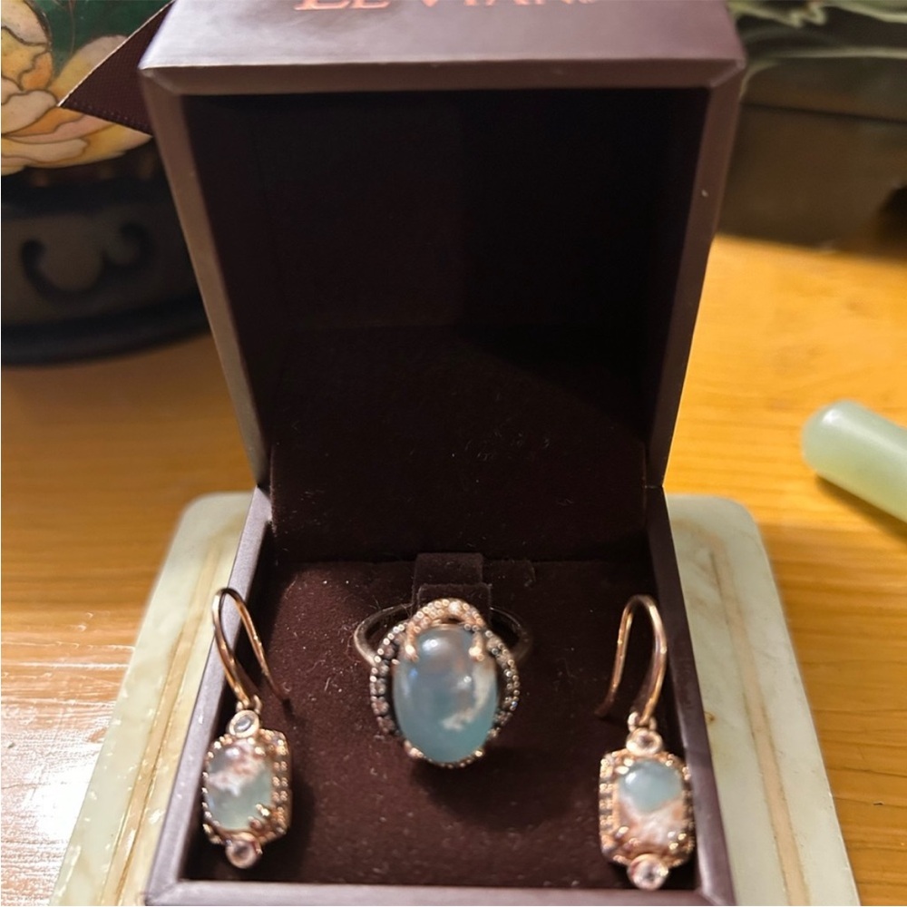 On Hold 
Levian 14k Aquaprase earrings